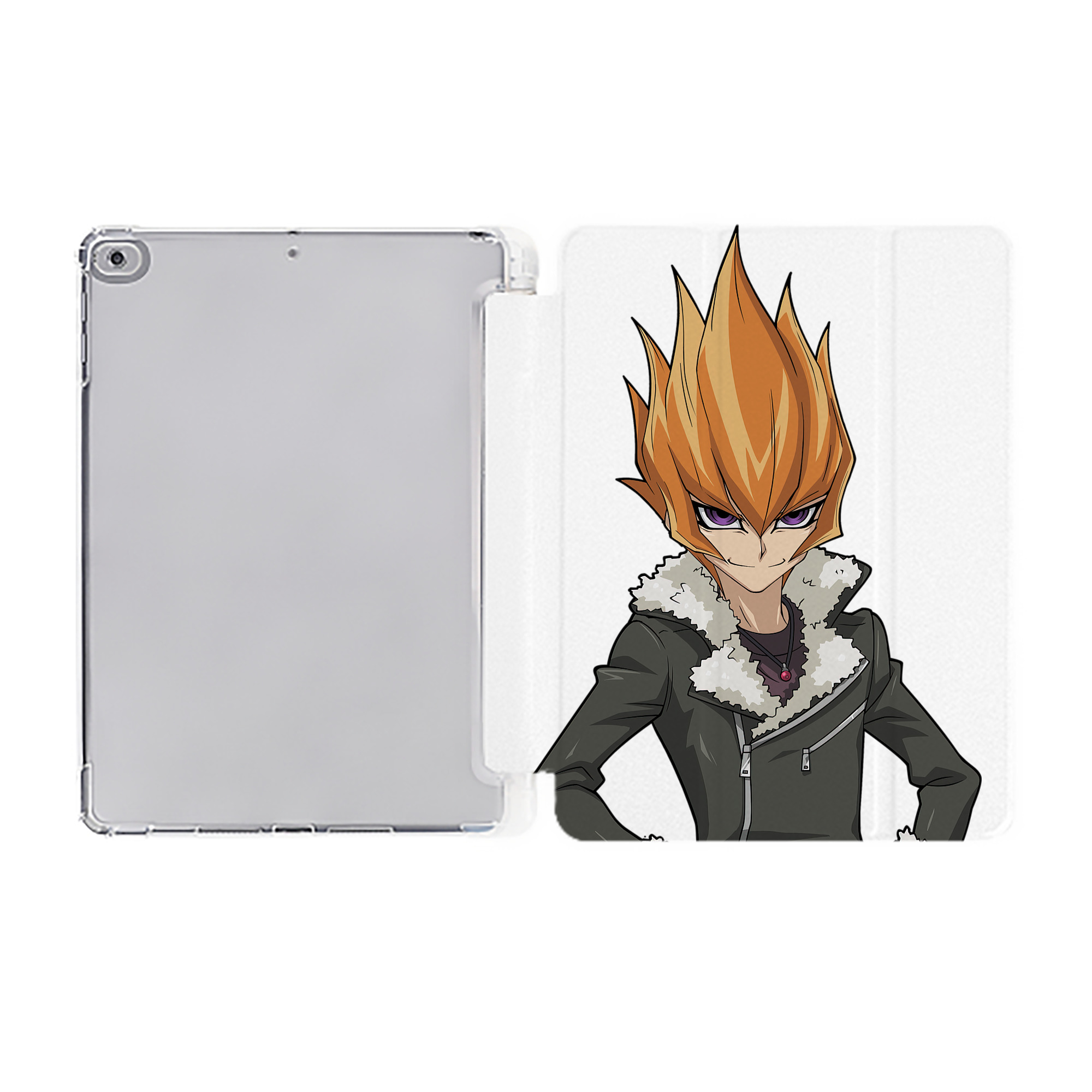 （画像用） 遊☆戯☆王 Yu-Gi-Oh! IPad ケース ペン収納付き 三つ折りスタンド PUレザー×シリコン 対応機種9.5/10.5/10.9インチ